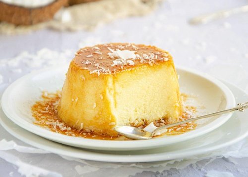Coconut flan dessert