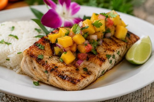Grilled mahi-mahi with mango salsa
